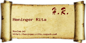 Heninger Rita névjegykártya